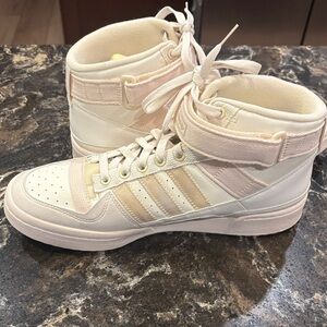 adidas Men's High-Top Sneakers in White and Pink